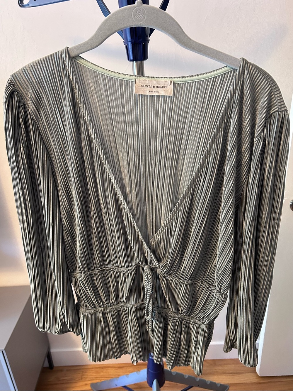 Saints & Hearts Green Striped Wrap Blouse